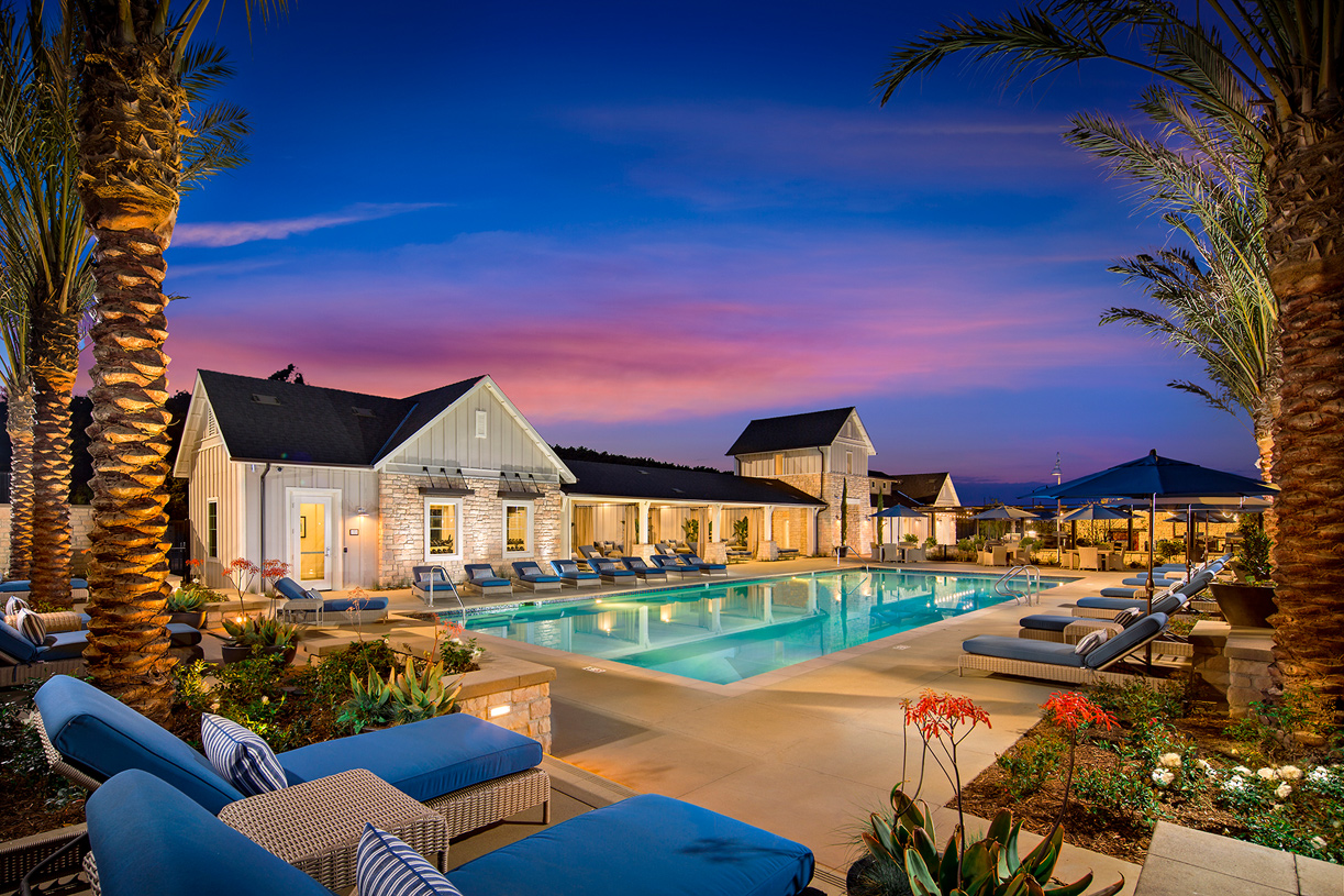 Pool with lounge chairs.