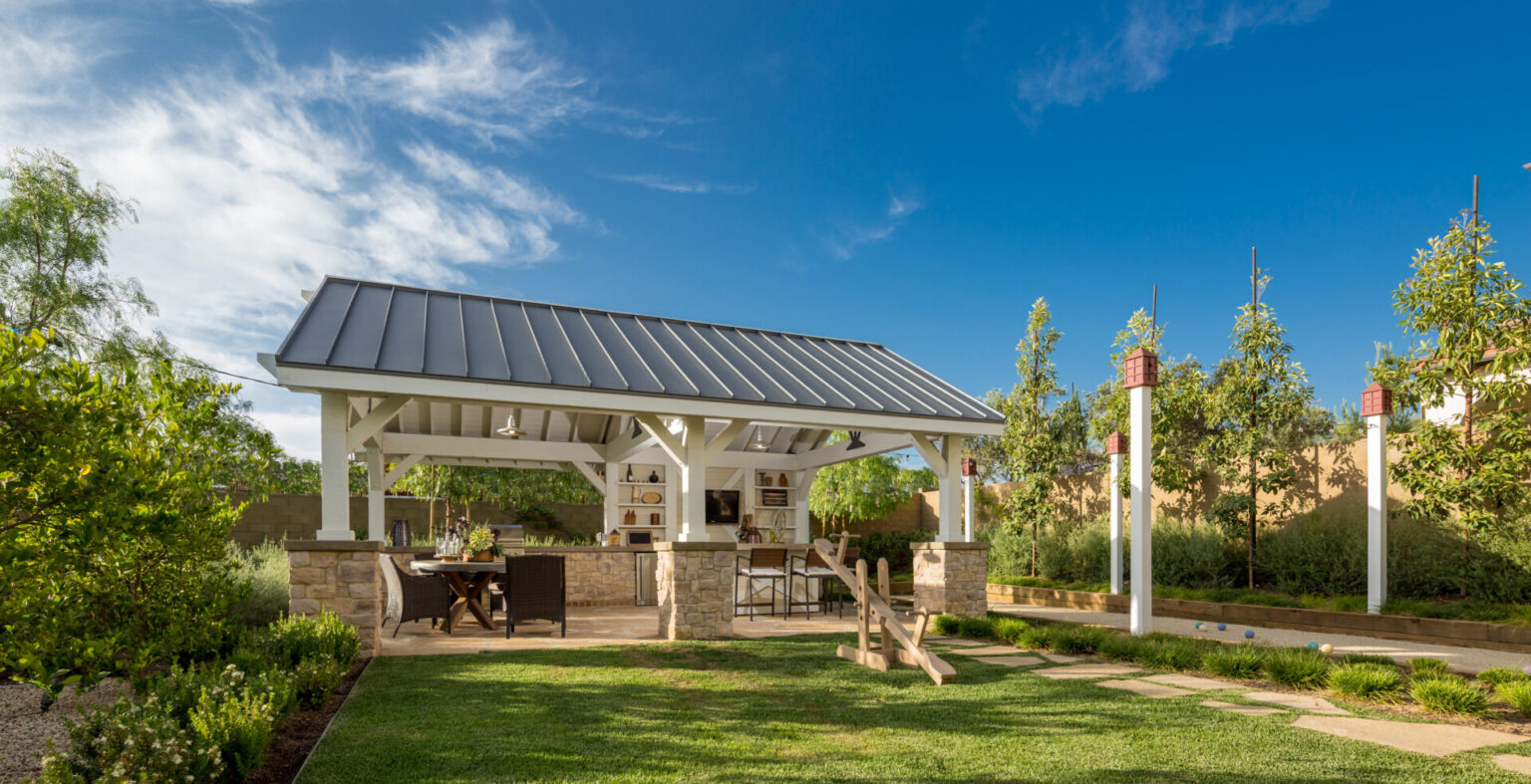 Landscaping with patio.